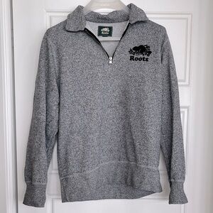 Roots - salt and pepper quarter zip sweater